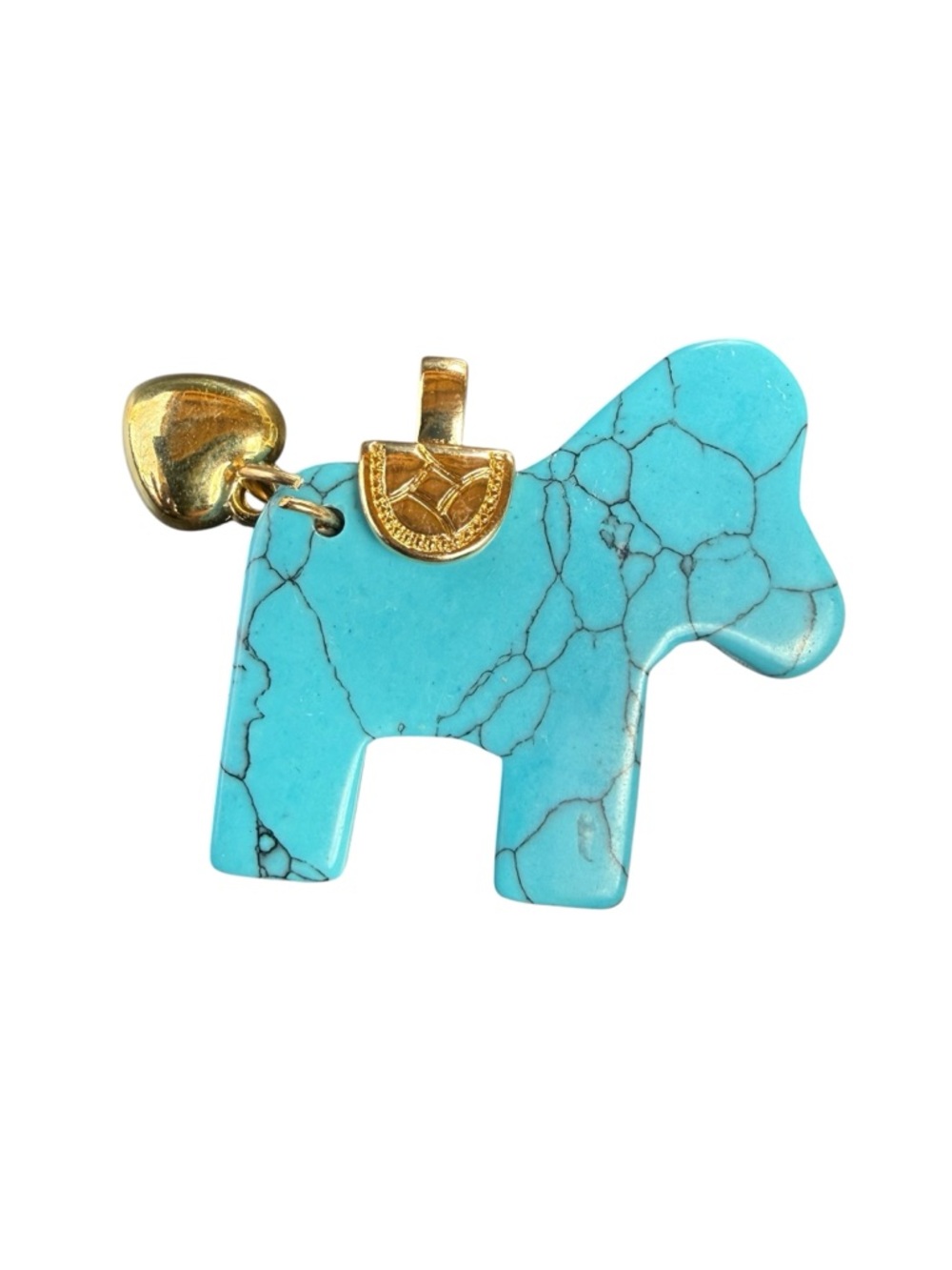 Turquoise Horse Pendant with Gold Accent - Women Jewelry - Picture 3 of 4